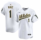 Men's Oakland Athletics #1 Esteury Ruiz White Home Limited Stitched Jersey Dzhi,baseball caps,new era cap wholesale,wholesale hats